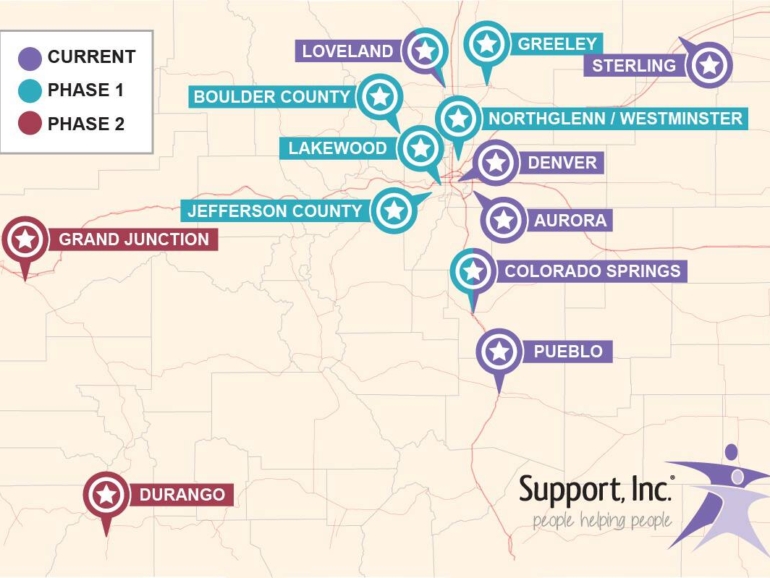 Map of Support Inc locations