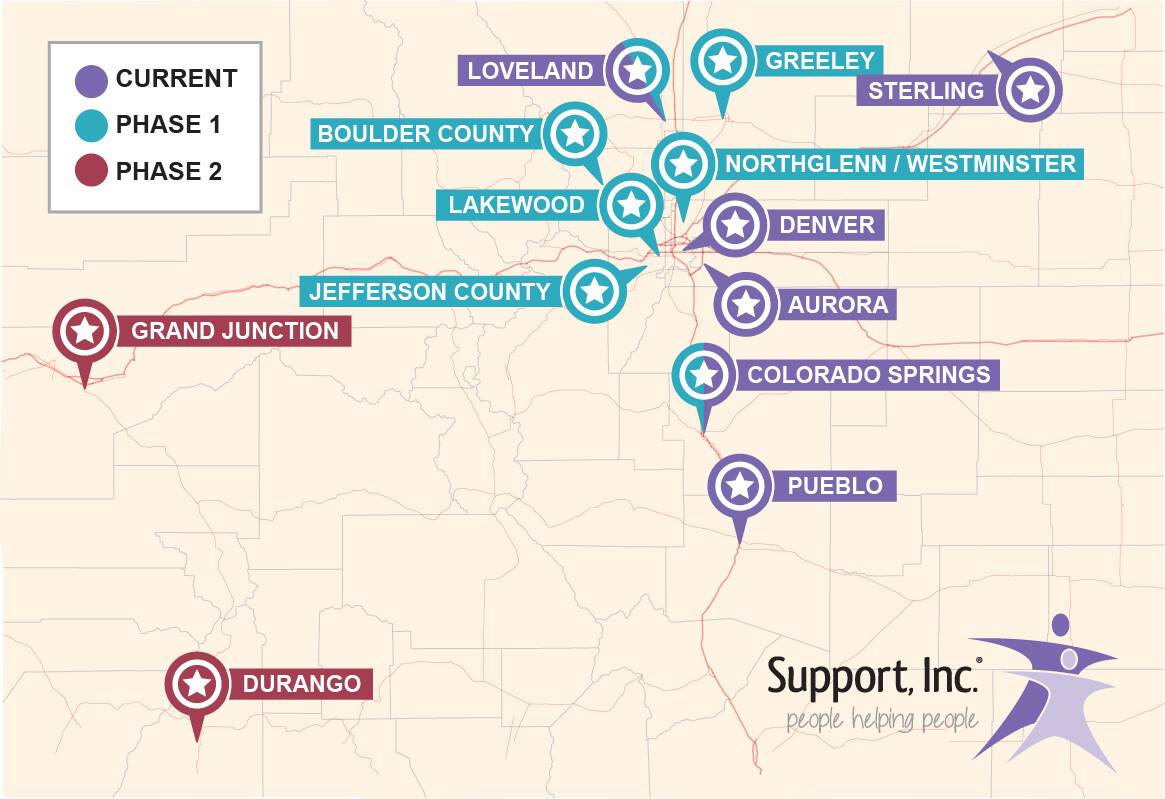 Map of Support Inc locations